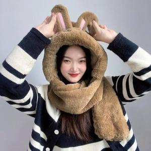 큐트레빗 후드 일체형 후드목도리 머플러 장갑목도리