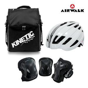 에어워크 에어로 화이트 주니어 성인 인라인스케이트 자전거 보호장구 세트 가방+헬멧+100보호대