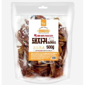돼지귀슬라이스 500g 웰시코기 강아지영양식 수제간식 시바견 허스키 리트리버 진돗개 불독