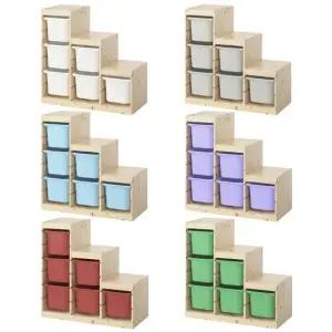 TROFAST 트로파스트 수납장+바구니6개 프레임우드계단모양 장난감수납장 수납함 장난감정리함