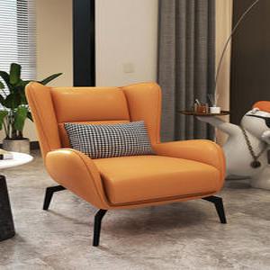 1인윙체어 라운지 가죽 엔틱 쇼파 암체어 거실 인윙체어 오렌지