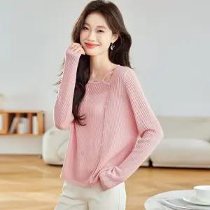 여성 고급세련핏 봄 니트 여름 얇은 쿨링 탑 루즈 나른한 나시와 나시 펀칭 블라우스 힛템