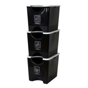 플라팜 에코홀릭 적층 분리수거함 추천 블랙 30L 3개 BNS