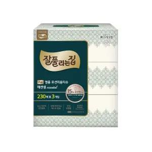 잘풀리는집 로션 미용티슈 보습 각티슈 230매x3입/각화장지/상자화장지/박스화장지/뽑아쓰는휴지