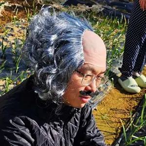 마빡이 곱슬머리 흰머리가발 가발 대머리-WFFNYVR