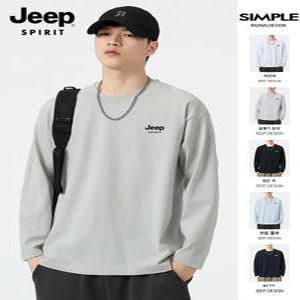 JEEP 지프 봄 남성용 라운드넥 무지 긴팔 티셔츠 기본 면티 쭉티