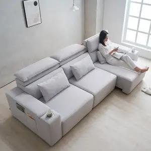 에보니아 무브 모션 슬라이딩 리클라이너 쇼파 4인용 아쿠아스웨이드텍스 / 확장형 패브릭 소파