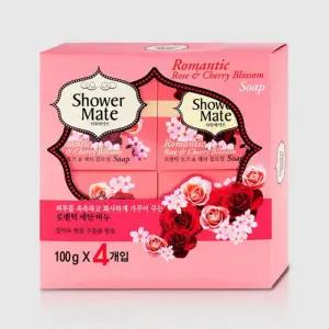 샤워메이트비누 100gX4 러블리 로즈/스킨케어/목욕/세수/미용/클렌징/순한/화장비누/손/세면/세안/뷰티바