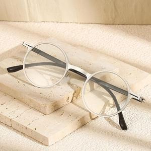 긱시크 무테 반무테 뿔테 안경 티타늄 안경테 원형249