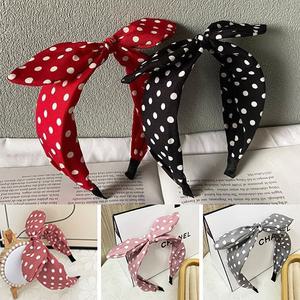 도트 와이드 리본 넓은 머리띠 복고 레트로 땡땡이 헤어밴드 단체 대량