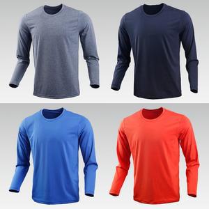 여름 남성 긴팔 쿨티셔츠 심플 단색 무지 스판 에어로쿨 라운드 티셔츠 냉감 쿨티 야외 단체 작업 현장티