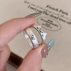 고양이 강아지 커플 우정 반지 기념일 커플 아이템 생일 선물 프리사이즈