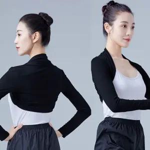 성인 여성 발레복 댄스연습복 상의 볼레로 블랙 모달 긴팔 요가 케이프 발레 성인발레복