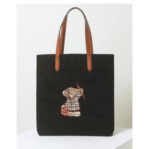 닥스 블랙 곰돌이 자수장식 에코백