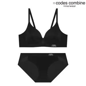 [롯데백화점]코데즈컴바인 이너웨어 노와이어 로고포인트 브라팬티세트 CDWBRBP552BK