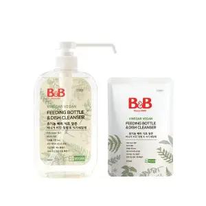 [비앤비]비건 유아 젖병&식기 세정제 600ml 용기형 1개+ 500ml 리필형 1개