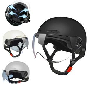 남자 오토바이 바이크 헬멧 하이바 여자 전기 자동차 스쿠터 자전거 페이스 하프 고글과 UV 안전모 모자