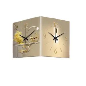 코너 벽시계 양면 LED 조명 모서리 집들이 장식