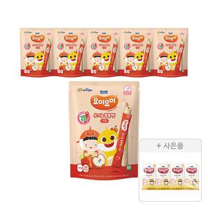 요미요미 유기농 롱롱뻥 사과 24g, 6개 + 증정(안심아이차 보리 125ml, 4입, 1개)