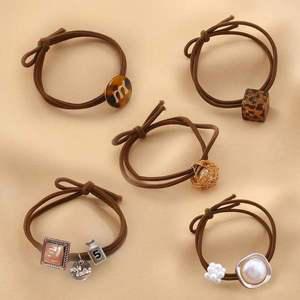 헤어슈슈 다양한 디자인 여성 헤어 머리 고무줄 머리끈 5종세트