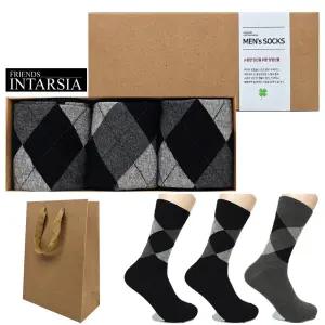 남성 인따르시아 [3매입] 양말선물세트 쇼핑백포함 추석명절 구정설날선물 어버이날단체 회사 행사 답례품
