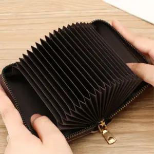 남성 여성 공용 아코디언형 미니 지퍼 지폐 카드지갑 외출용 여행용 휴대용