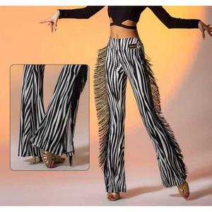 라틴 댄스 바지 패턴 하이웨스트 태슬 줌바 스포츠 팬츠 하의