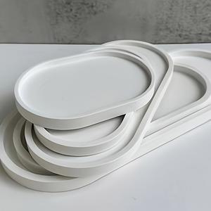 콘크리트 석고 장식품 보석 에폭시 수지 보관용 그릇 플레이트 디자인을 위한 타원형 트레이 실리콘 몰드