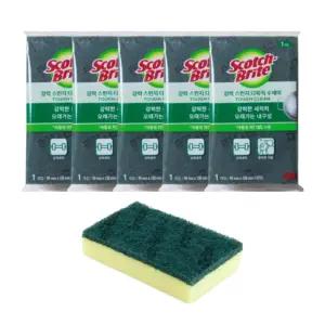 3M 강력 스펀지 다목적 수세미 대형 5개 (9cm x 15cm) 설거지 거품 다목적용 SL-135