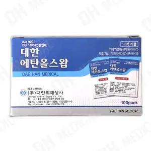 대한위재 에탄올스왑 일회용알콜솜 100매 낱개포장