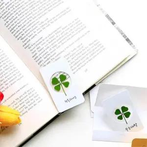 수험생 행운 합격 선물 네잎클로버 책갈피 카드 책마크 기념품 독서모임