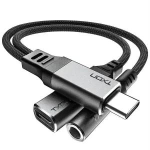 [티엑스온] USB-C to 3.5 + C타입 이어폰 고속충전 듀얼 젠더
