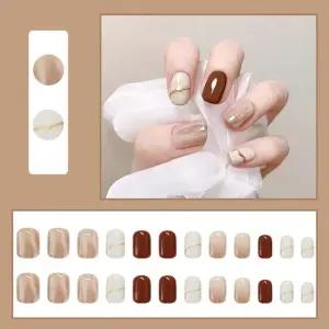 고품질 네일팁 붙이는 셀프 네일아트 젤네일 누드톤 브라운 패디 네일 (WFJD483)