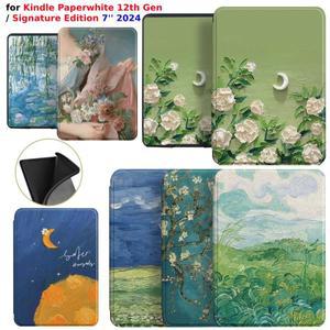 Kindle Paperwhite 12세대 케이스 2024 Signature Edition 7인치 TPU 소프트 SA568B 자동 슬립 커버 가죽 F