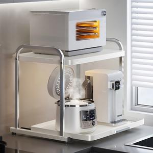 압축봉선반 전자레인지 선반 2단 슬라이딩 주방 밥솥 수납 서랍 스테인리스 스틸 식기류 갈라진