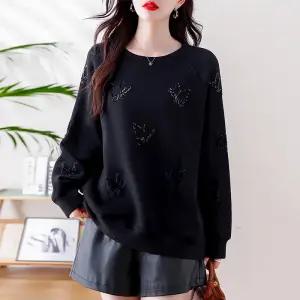 패셔너블 블랙 그래픽 빅사이즈 맨투맨