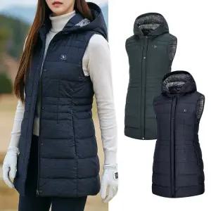 비티알 여성 겨울 구스폴 안감 골프 롱패딩 조끼