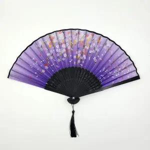 일본 접이식 수채화부채(퍼플 플라워)