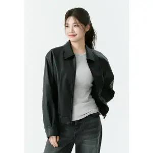 [잠뱅이][25FW] 유니) 신세틱 레더 블루종 자켓 AP3WRJ541-BK