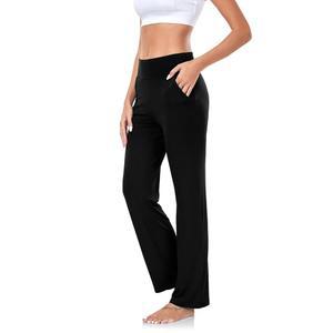 주머니가 달린 아다니키 여성 요가 바지, 여성용 하이웨이스트 부츠컷 스트레이트 레그 팬츠, 루즈한 편안한 모달 스웨트 팬츠