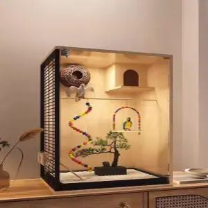 대형 새장 투명 아크릴 이동식 대형새장 둥지 케이지 세트