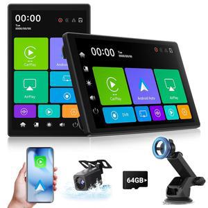 마그네틱 마운트, 가로 및 세로 모드, 8인치 휴대용 터치 디스플레이, 무선 안드로이드 오토, 듀얼 카메라, 오토 밝기를 갖춘 차량용 PSUPHN 회전식 카플레이 화면, 모든