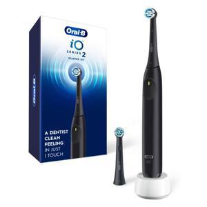 Oral-B iOS 시리즈 2 충전식 전동 칫솔 스타터 키트, 나이트 블랙, 헤드 2개 포함 - 잇몸 보호를 위한 자동 압력 센서 3가지 모드 2분 타이머