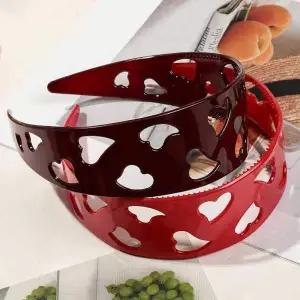 [골드스마일]하트 펀칭 와이드 머리띠 여성 헤어밴드 머리띠