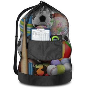 헤비 듀티 축구공 있는 천, 메시 지퍼 해변, 백(100L 백, 체육관, 드로스트링 보관 정리함 볼 포켓이 10-12볼), 네트 보관함 대용량 수영 장비