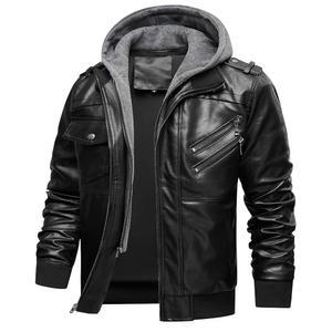 탈착식 후드가 있는 인바치 남성용 인조 가죽 재킷 방수 빈티지 폭격기 오토바이