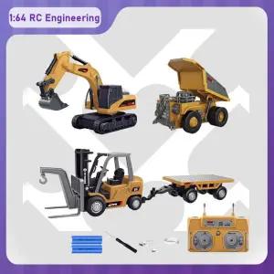 다이캐스트  RC 자동차 1:64 풀 미니 엔지니어링 차량 2.4G 휴대폰 굴삭기 덤퍼 지게차 모델 선물