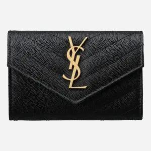 5F 414404 BOW01 1000 모노그램 플랩 카드 지갑 골드 블랙