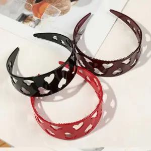 여성 3컬러 유니크 하트커팅 와이드 헤어밴드 머리띠 헤어밴드 머리띠