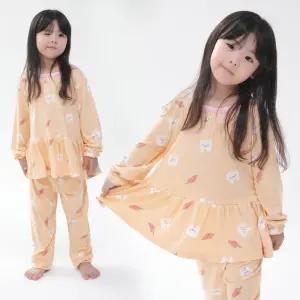 (더오투투)프릴 캐롯버니 상하 세트 내의세트 실내복 내복 파자마 히트택